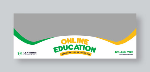 Wall Mural - online education social media facebook cover or web banner, school admission web banner template des