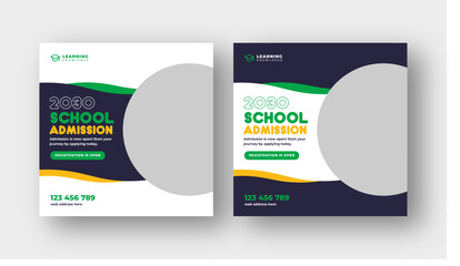 Wall Mural - school admission social media post web banner template, online education square post template