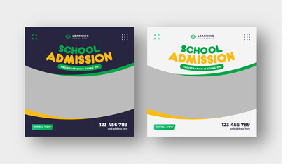 Wall Mural - school admission social media post web banner template, online education square post template