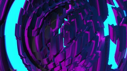 Poster - Multicolored geometric abstract background. Abstract circle spiral twisted background. Close up illustration of abstract background. 3D rendering. 4K animation