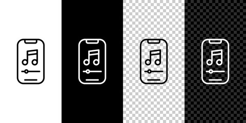 Poster - set line music player icon isolated on black and white, transparent background. portable music devic