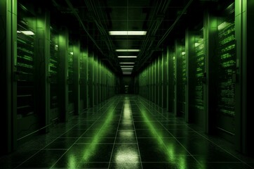Poster - Safe Green data center place. Futuristic storage. Generate Ai