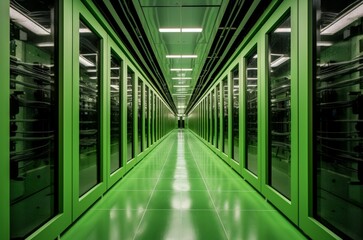 Poster - Eco-friendly Green data center place. Futuristic storage. Generate Ai
