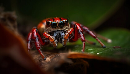 Poster - Animal leg, arachnid, spider forest leaf generated by AI