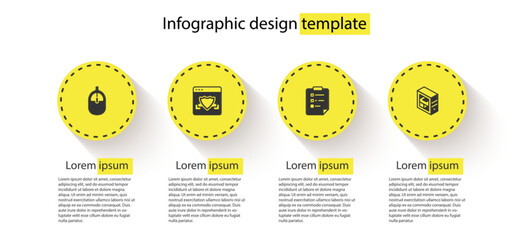 Canvas Print - Set Computer mouse, Browser with shield, Clipboard checklist and . Business infographic template. Vector