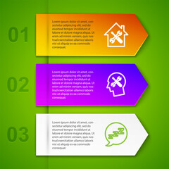Poster - set line house service, human head, speech bubble with snoring and bacteria. business infographic te