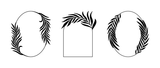 Aufkleber - Vector design template in simple modern style with copy space for text, backgrounds and frames, social media stories wallpapers, luxury stationery and greeting card designs with palm leaves