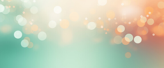 Wall Mural - Abstract blur bokeh background. Blurred mint green, peach orange and white silver colors bokeh background