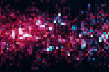 Poster - Abstract digital gradient, colorful pixels in pink and purple colors Flow of digital information Technology futuristic background