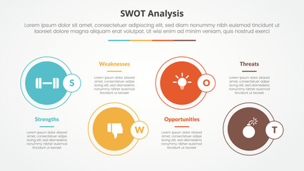 Poster - swot business framework strategic template infographic concept for slide presentation with big circl