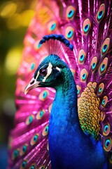 Poster - A peacock with colorful feathers, AI