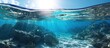 Amazing undersea landscape with clear blue cyan water. AI generated image