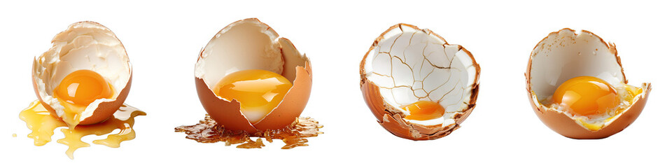 Wall Mural - broken egg  Hyperrealistic Highly Detailed Isolated On Transparent Background Png File