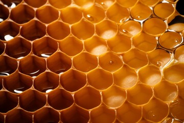 Poster - delicate honey comb. gold sweet food. generate ai