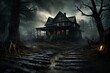 Unnerving Night horror house. Scene movie. Generate Ai
