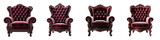 Fototapeta  - Burgundy velvet armchair  Hyperrealistic Highly Detailed Isolated On Transparent Background Png File