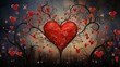 whimsical valentines heart, interwining background