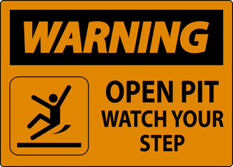 Wall Mural - Warning Sign Open Pit, Watch Your Step