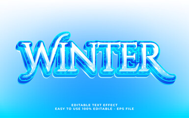 Wall Mural - Winter 3d text effect, editable text fot template headline