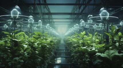 Wall Mural - Bionic plants advanced technology innovative bioengineered flora enhanced photosynthesis futuristic