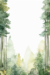 Wall Mural - Watercolour Forest Winter Landscape Scenery