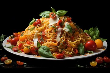 Wall Mural - Fresh italian food pasta. Cooked fresh dinner. Generate Ai