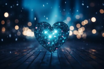 Wall Mural - Abstract heart with beautiful bokeh. Background with selective focus and copy space