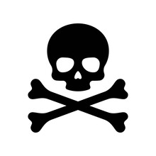 Skull And Crossbones Icon Vector. Death Symbol, Danger Or Poison Icon.Pirate Flag Attribute. 