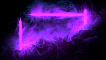 Wall Mural - Colored neon frame with smoke
