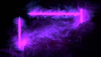 Wall Mural - Colored neon frame with smoke