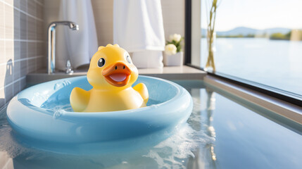 Canvas Print - rubber duck in bath HD 8K wallpaper Stock Photographic Image 