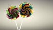 Two lollipops candy sweet lollipop isolated confectionery food background christmas 2 pair circle colours colourful confection delicious dessert favor cut-out lolli red round snack spiral stick