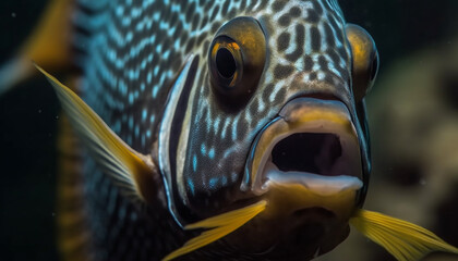 Poster - Multi colored clown fish swimming in beautiful coral reef underwater generated by AI