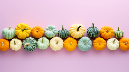 Wall Mural - pastel colored pumpkins and squashes