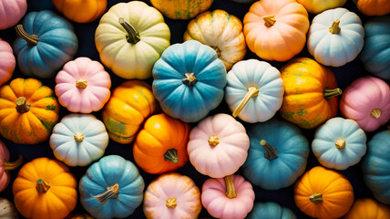 Wall Mural - pastel colored pumpkins and squashes