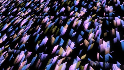 Poster - Abstract flat bars flying on a black background. Animation. Multicolored segments flying diagonally and crossing each other.