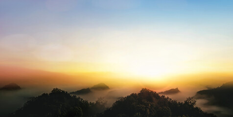 Wall Mural - panorama of the sunrise in the mountains