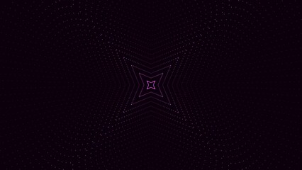 Poster - 3d space effect with pattern of dots. Animation. Hypnotic effect of immersion in animation with pattern of dots. Movement in flow of pattern of dots on black background