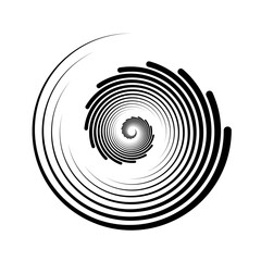 Poster - Spiral lines element. Radial spinning stripes texture. Circle swirl shape. Abstract geometric background design for poster, banner, logo, icon, collage, tattoo, sticker. Vector