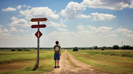 Lost and Puzzled Young Person at a Crossroad