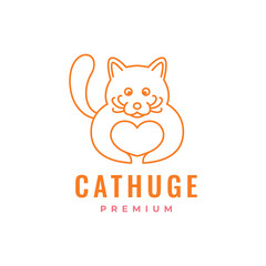 Wall Mural - fat cat hug love mascot character cartoon cute line style modern simple logo design vector icon illustration