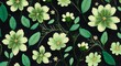 wallpaper of green flowers embroidered in black