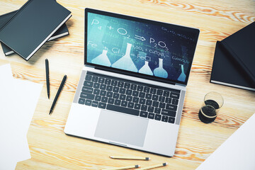 Poster - Creative chemistry concept on modern laptop screen. 3D Rendering