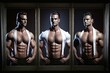 Three Chippendales man striptease show dancer dancing love single beauty sex appeal naked cut-out bow tie silhouette charming torso muscle muscular vector vectorial knot butterfly undressed string