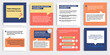 © Adi - Minimal modern style of social media post banner layout template pack in blue, orange color combination background with simple bubble chat text elements.