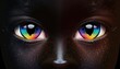 Black rainbow eyes eye cat lion tiger pupil iris colours look looking fantastic supernatural many-coloured coloured logotype background wild beautiful strange paranormal