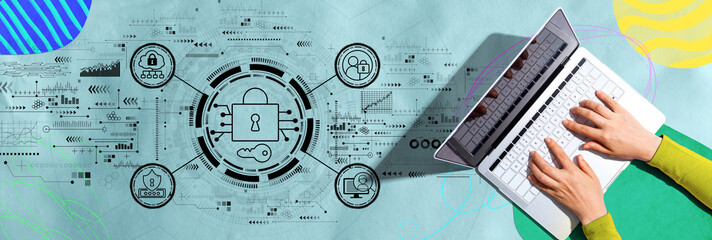 Poster - Data Security concept with person using a laptop computer