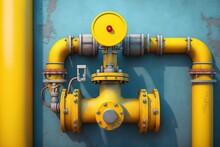 Yellow Gas Pipeline Valve Blue Wall Space Text Lock Three-dimensional File Safety Confidential Concept Protect Secure Datum Icon Folder Security Document Isolated White Privacy Protection Firewall