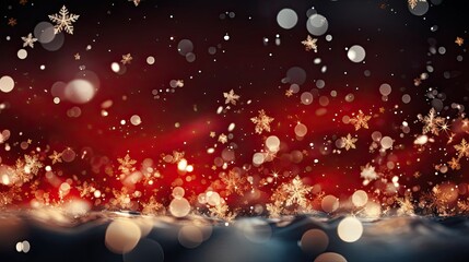 Poster - Red Christmas festive bright new year blurred background with bokeh