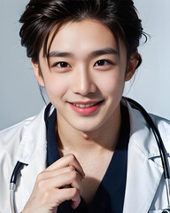 handsome medical doctor wearing a white doctor's coat